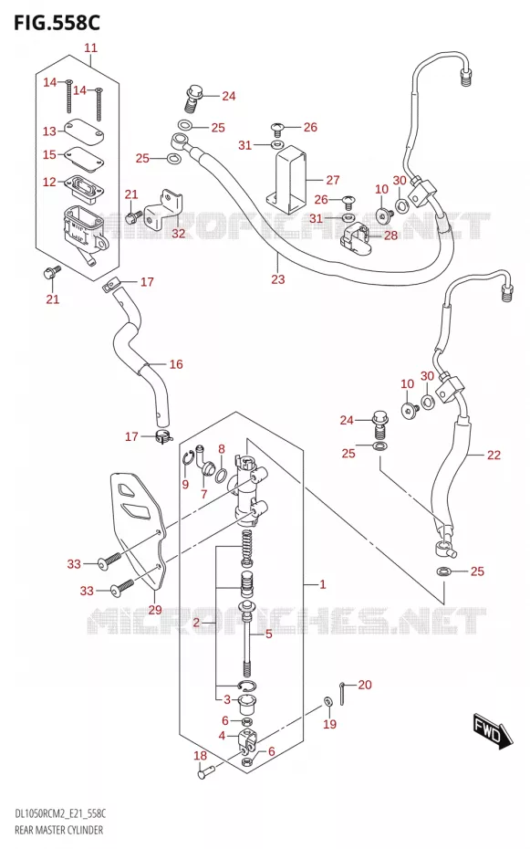 MAITRE CYLINDRE DE FREIN ARRIERE (DL1050RQ) Suzuki MOTO 1050 V-STROM 2022  DL1050RC M2 (E21)