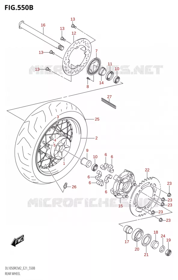 ROUE ARRIERE (DL1050RC) Suzuki MOTO 1050 V-STROM 2022  DL1050RC M2 (E21)