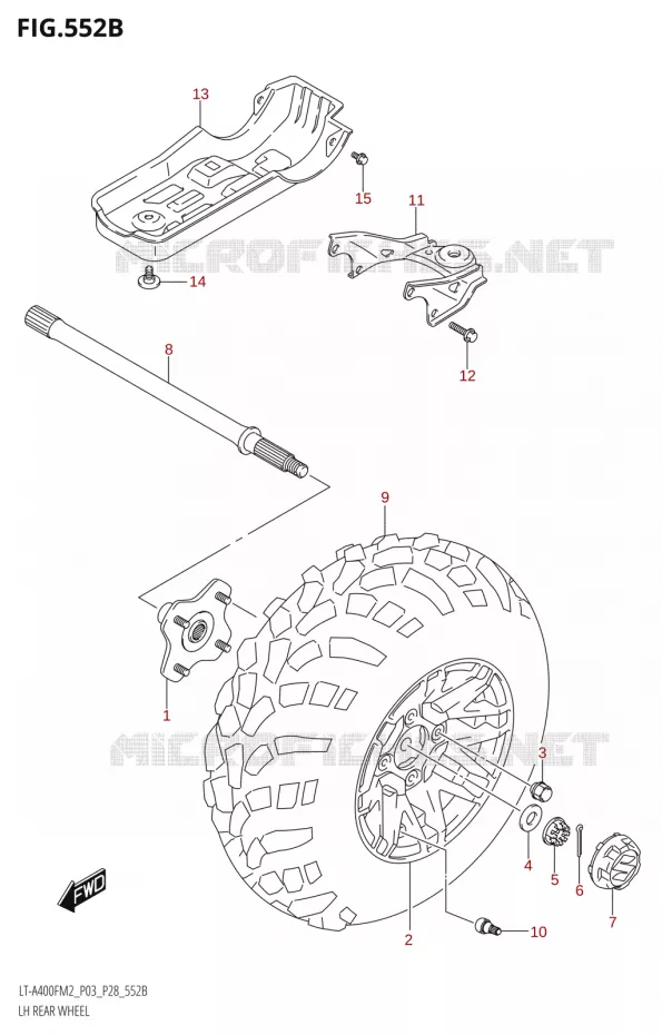 ROUE ARRIERE GAUCHE (LT-A400FZ) Suzuki QUAD 400 KINGQUAD 2022  LT-A400F M2 (P03/P28)