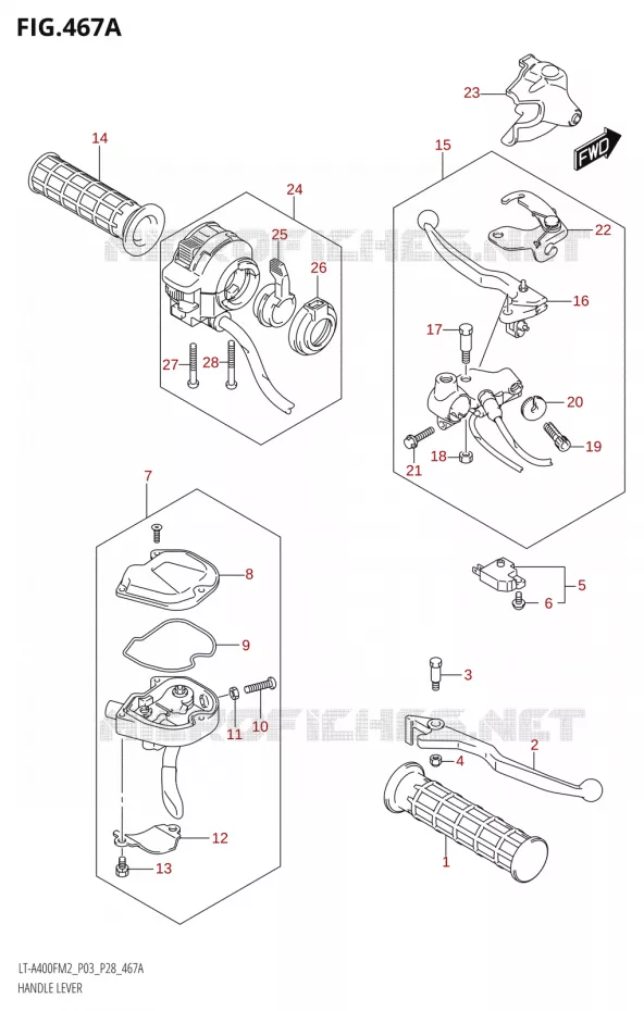 LEVIERS - POIGNEES Suzuki QUAD 400 KINGQUAD 2022  LT-A400FZ M2 (P03/P28)