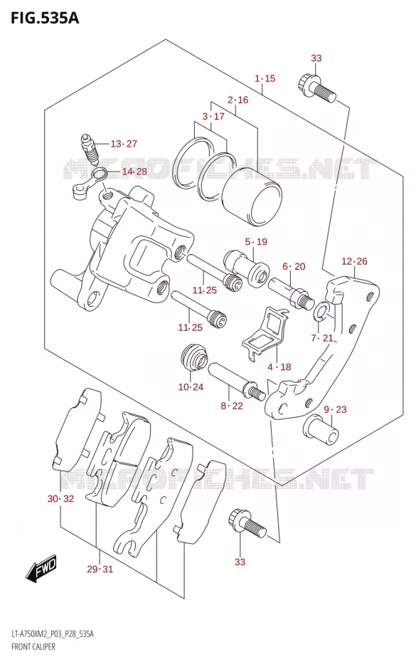 ETRIER DE FREIN AVANT Suzuki QUAD 750 KINGQUAD 2022  LT-A750XP M2 (P03 / P28 /P33)