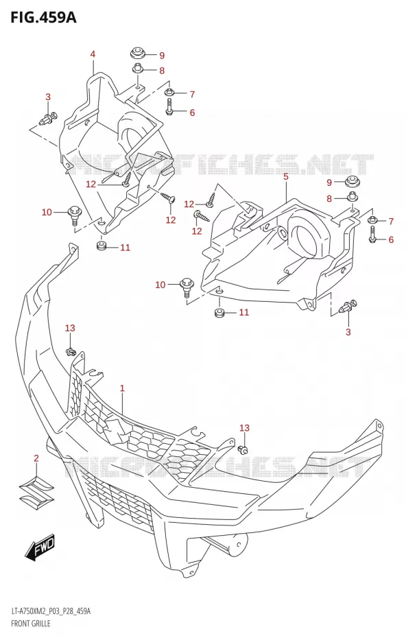 PARE CHOC AVANT - ENTOURAGE DE PHARE Suzuki QUAD 750 KINGQUAD 2022  LT-A750XP M2 (P03 / P28 /P33)