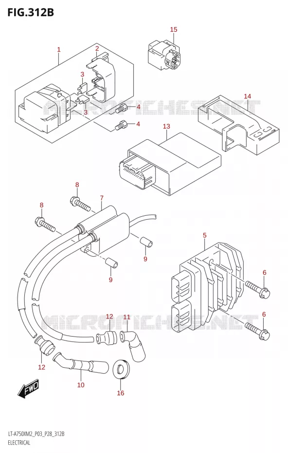 PARTIE ELECTRIQUE (LT-A750X:M2:P28) Suzuki QUAD 750 KINGQUAD 2022  LT-A750XP M2 (P03 / P28 /P33)