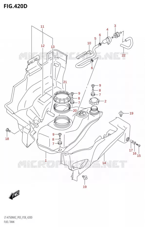 RESERVOIR D'ESSENCE (LT-A750XP:M2:P03) Suzuki QUAD 750 KINGQUAD 2022  LT-A750XP M2 (P03 / P28 /P33)