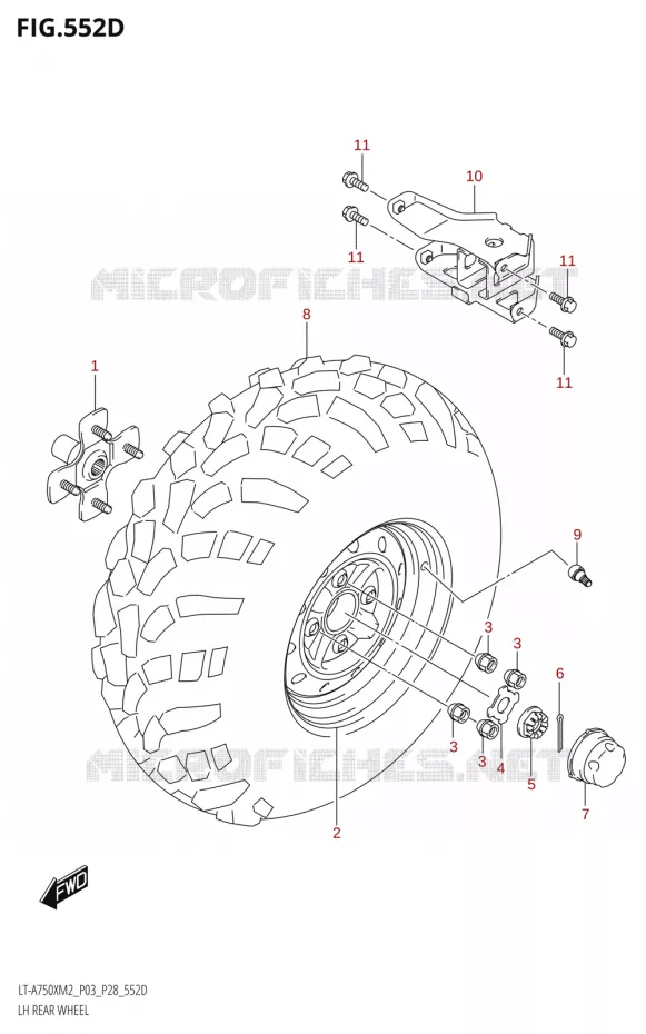 ROUE ARRIERE GAUCHE (LT-A750XP:M2:P03) Suzuki QUAD 750 KINGQUAD 2022  LT-A750XP M2 (P03 / P28 /P33)