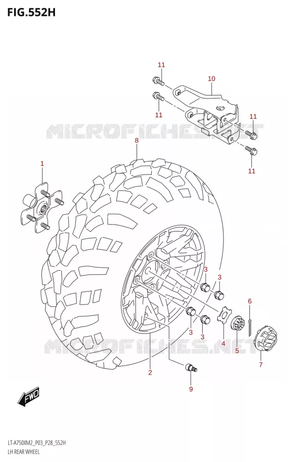 ROUE ARRIERE GAUCHE (LT-A750XPZ:M2:P28) Suzuki QUAD 750 KINGQUAD 2022  LT-A750XP M2 (P03 / P28 /P33)
