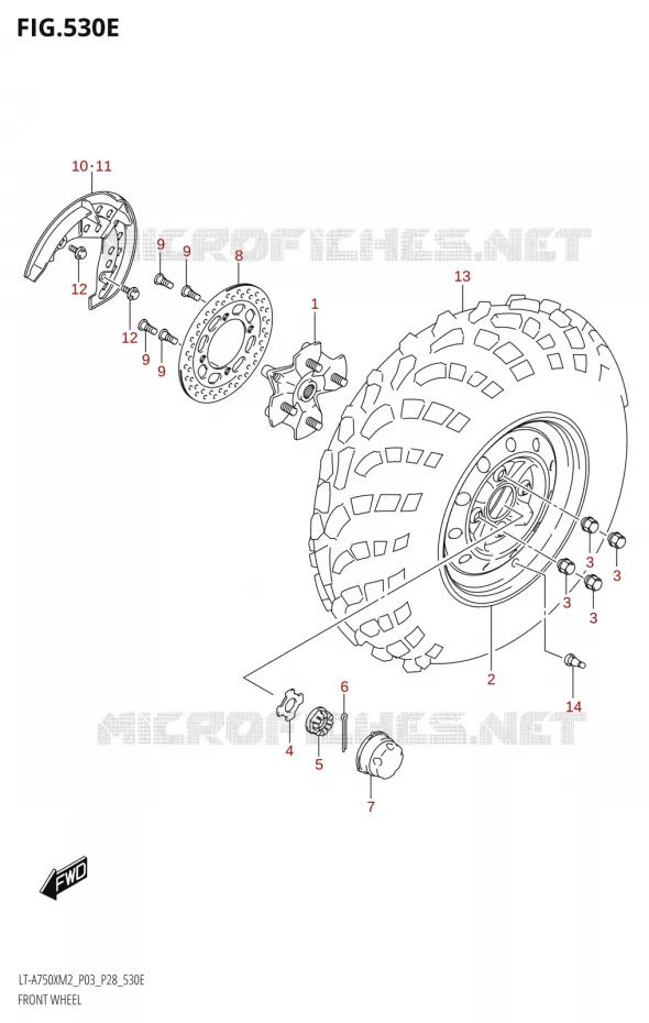ROUE AVANT (LT-A750XP:M2:P28) Suzuki QUAD 750 KINGQUAD 2022  LT-A750XP M2 (P03 / P28 /P33)
