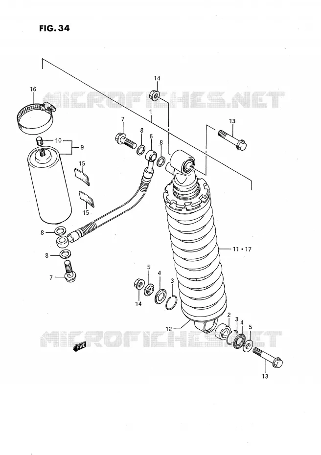AMORTISSEUR ARRIERE (MODELE G) Suzuki MOTO 80 RM 1988  RM80XJ(E2)