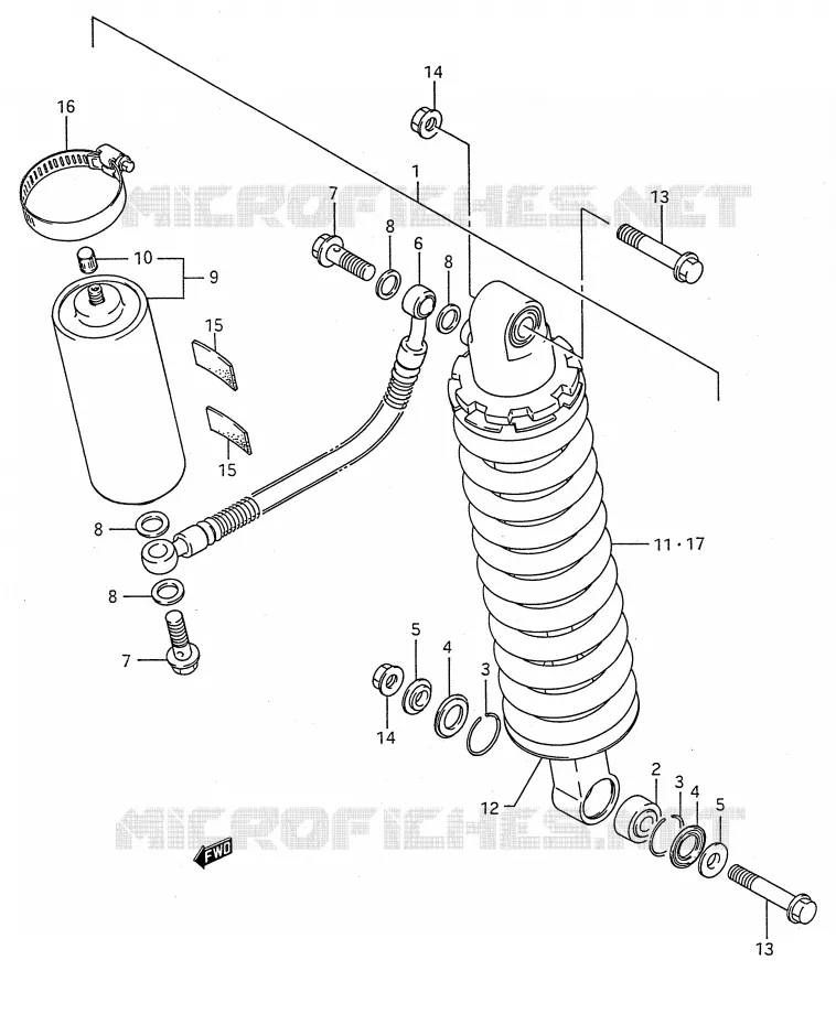 AMORTISSEUR ARRIERE (MODELE H/J) Suzuki MOTO 80 RM 1994  RM80R(E28)