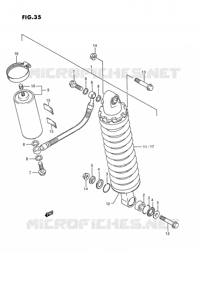 AMORTISSEUR ARRIERE (MODELE H/J) Suzuki MOTO 80 RM 1994  RM80R(E3)