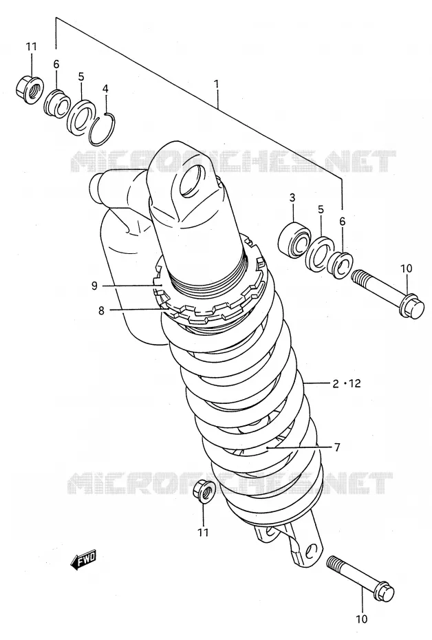 AMORTISSEUR (MODELE M/N) Suzuki MOTO 250 RMX 1990  RMX250L(E28)