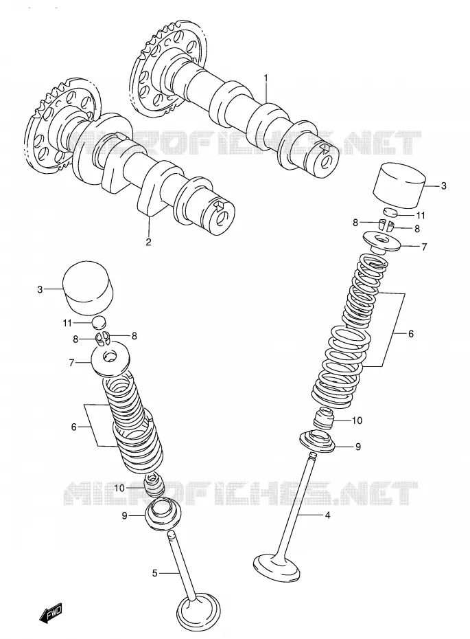 ARBRE A CAMES - SOUPAPES Suzuki MOTO 250 DR-Z 2004  DR-Z250K4(E3/E28)