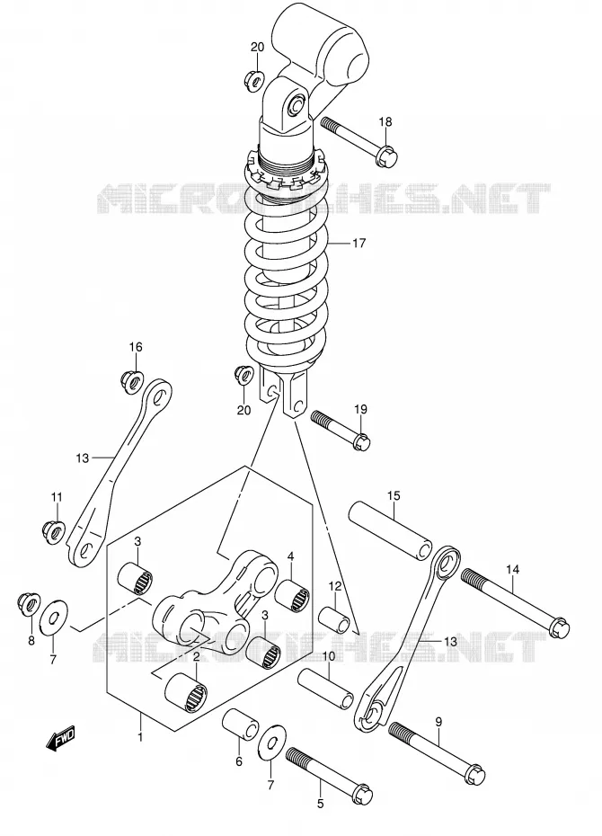 BIELLETTE DE SUSPENSION ARRIERE Suzuki MOTO 1000 SV 2003  SV1000S1K3(E2)
