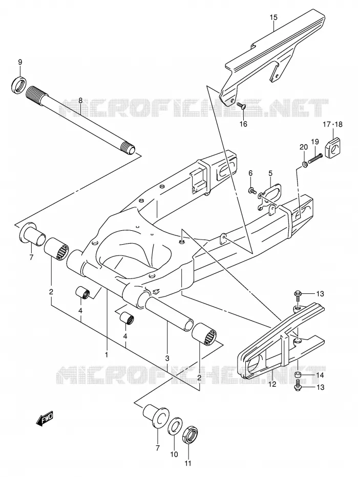 BRAS OSCILLANT ARRIERE (MODELE K3/K4) Suzuki MOTO 1000 SV 2004  SV1000S2K4(E2)