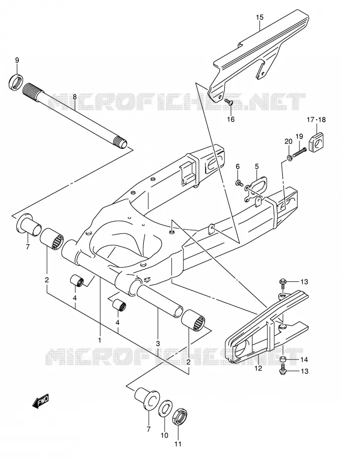 BRAS OSCILLANT ARRIERE (MODELE K5) Suzuki MOTO 1000 SV-S 2003  SV1000S2K3(E2)