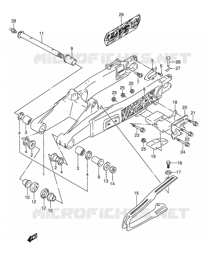 BRAS OSCILLANT ARRIERE (MODELE S/T) Suzuki MOTO 250 RMX 1993  RMX250P(E1)