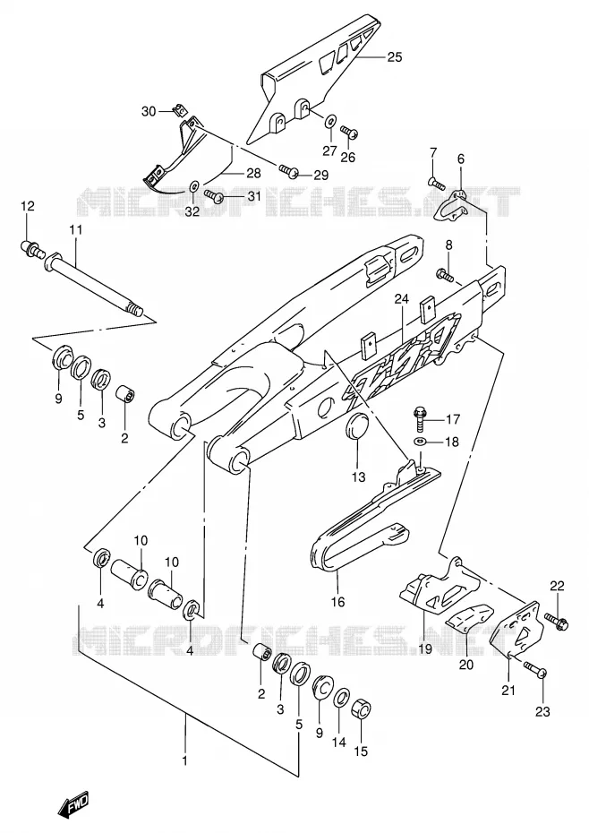 BRAS OSCILLANT ARRIERE Suzuki MOTO 250 RMX 1999  RMX250SX(E24)