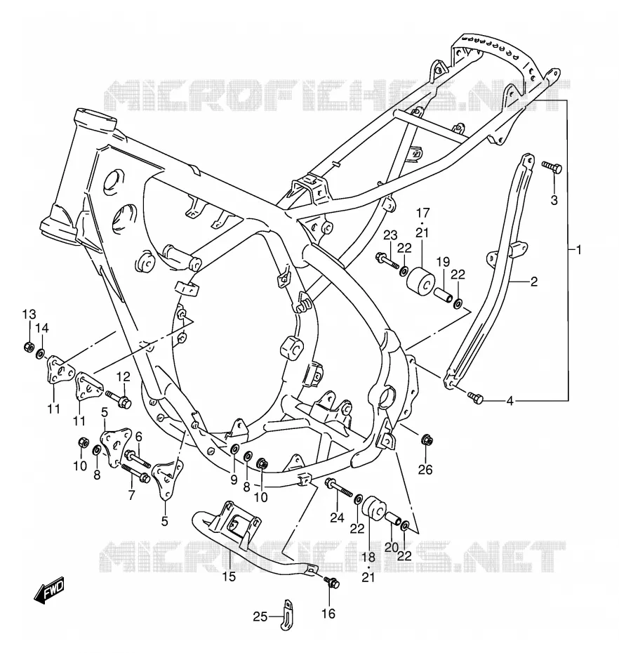 CADRE (MODELE K/L/M/N) Suzuki MOTO 250 RMX 1994  RMX250R(E1)