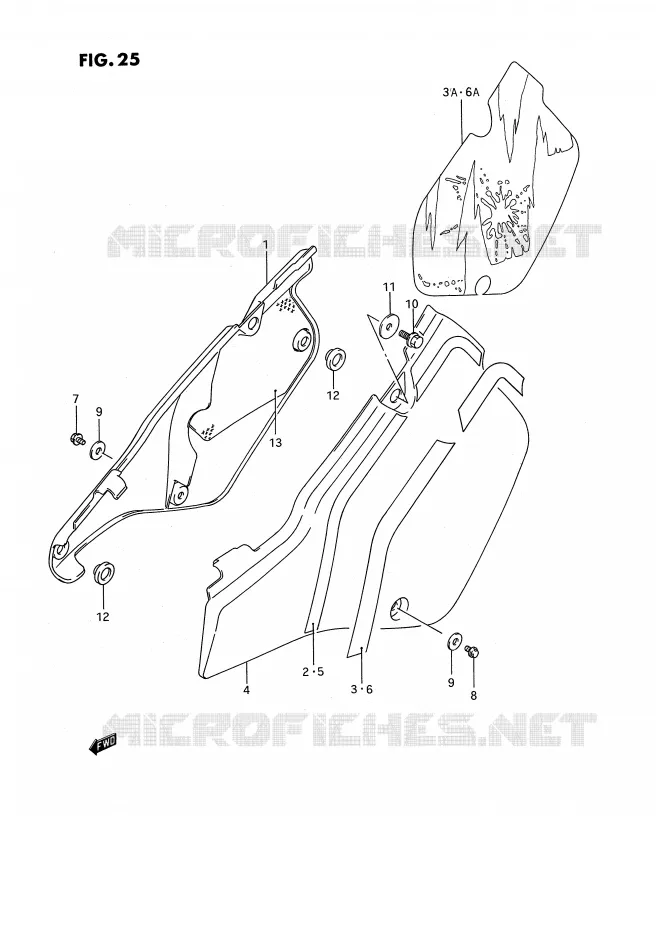 CARENAGES ARRIERE  (MODELE K/L/M) Suzuki MOTO 250 RMX 1993  RMX250P(E3)