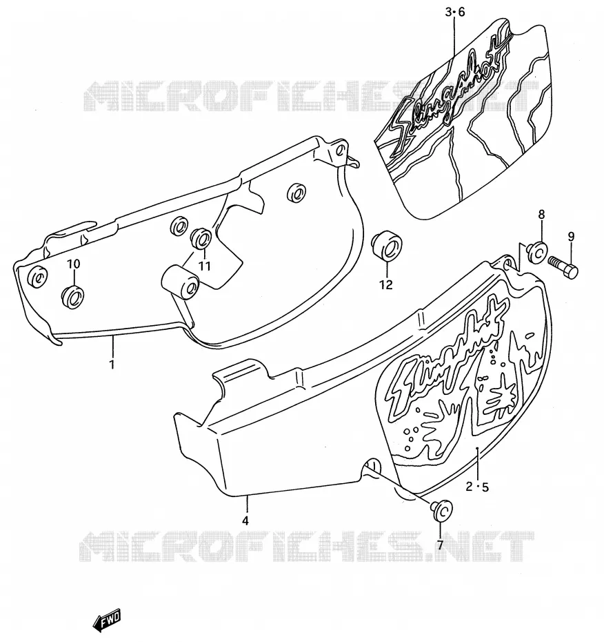 CARENAGES ARRIERE  (MODELE M/N) Suzuki MOTO 80 RM 1993  RM80P(E28)