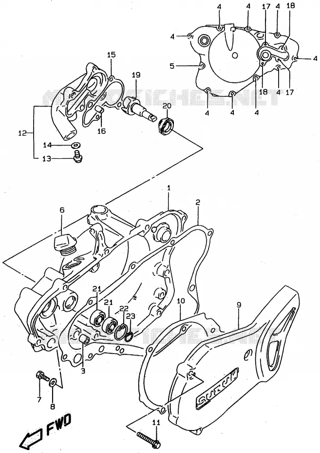 CARTER POMPE A EAU Suzuki MOTO 80 RM 1996  RM80XT(T/V/W)