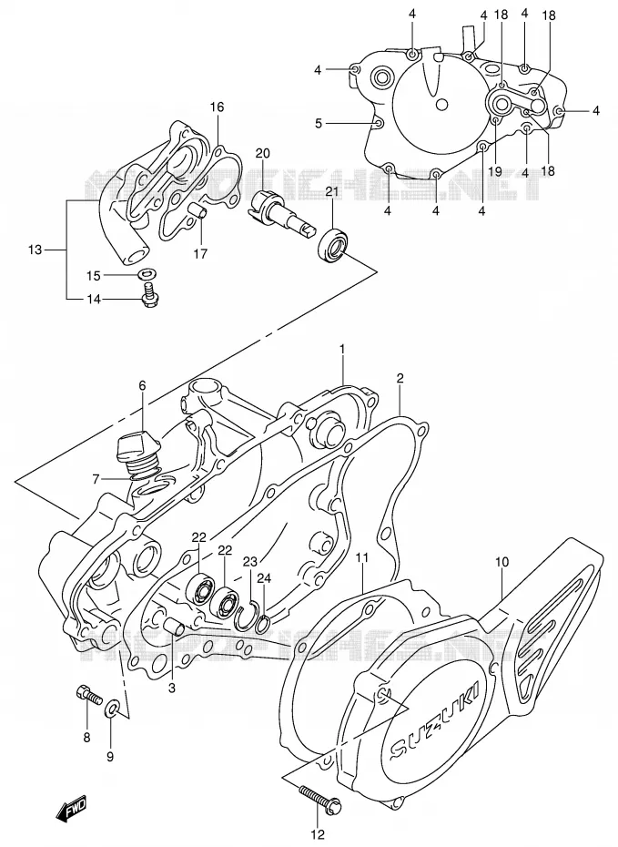 CARTER POMPE A EAU Suzuki MOTO 85 RM 2006  RM85K6(P3/P28)