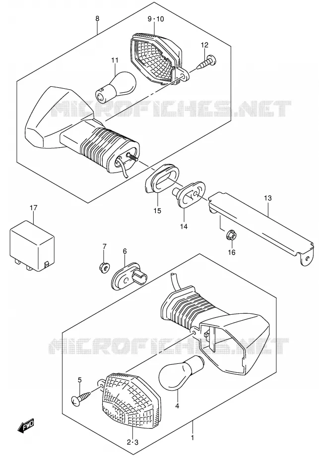CLIGNOTANTS (SV1000/U1/U2) Suzuki MOTO 1000 SV 2004  SV1000U2K4(E2)