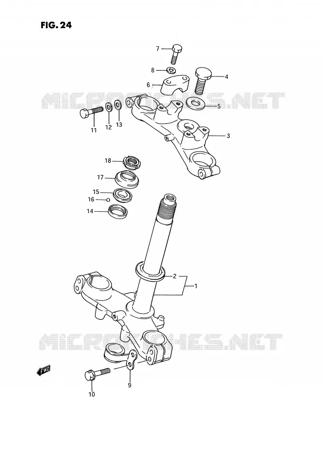 COLONNE DE DIRECTION (MODELE G/H/J) Suzuki MOTO 80 RM 1991  RM80M(E3)