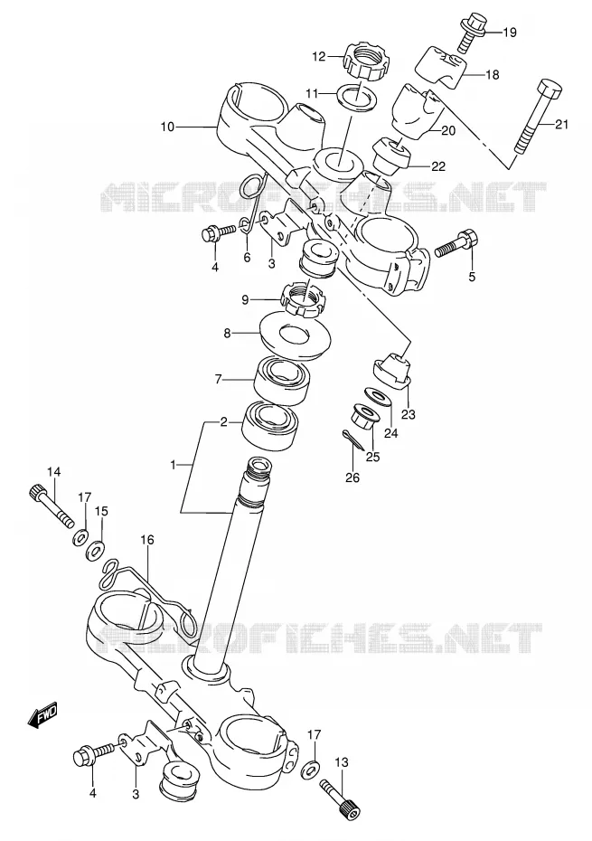 COLONNE DE DIRECTION (MODELE K/L) Suzuki MOTO 250 RMX 1995  RMX250S(E1)