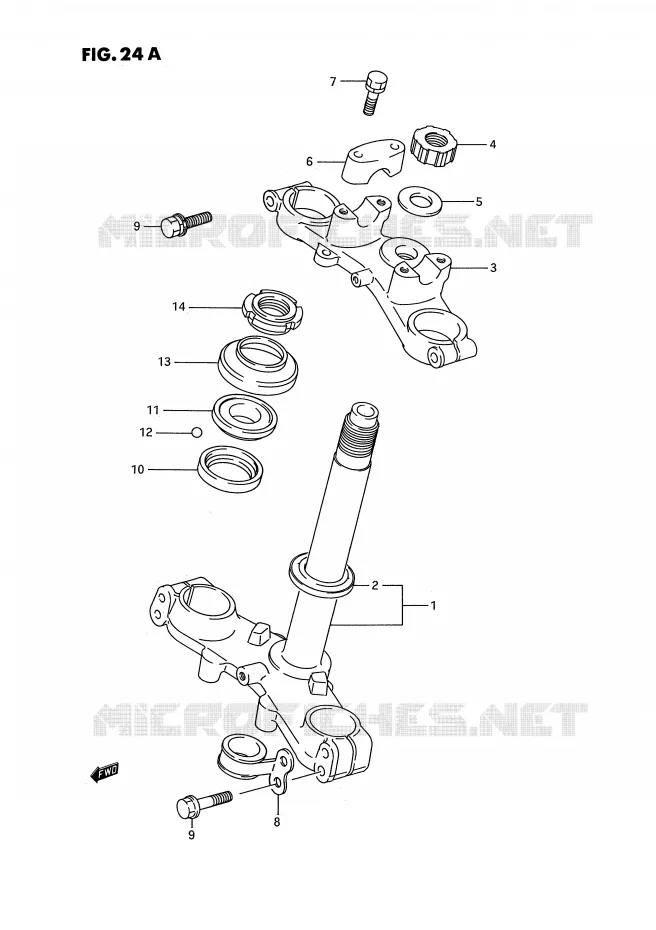 COLONNE DE DIRECTION (MODELE K) Suzuki MOTO 80 RM 1988  RM80J(E3)