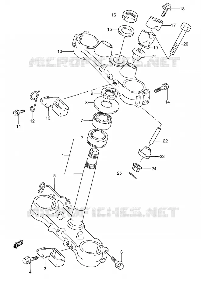 COLONNE DE DIRECTION (MODELE M/N) Suzuki MOTO 250 RMX 1994  RMX250R(E1)