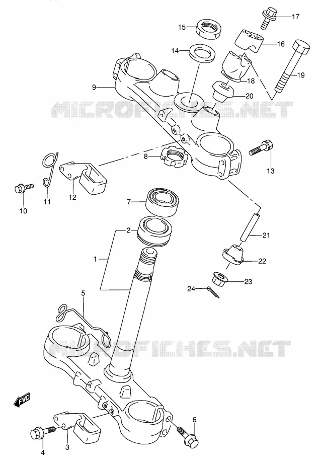 COLONNE DE DIRECTION (MODELE S) Suzuki MOTO 250 RMX 1991  RMX250M(E1)