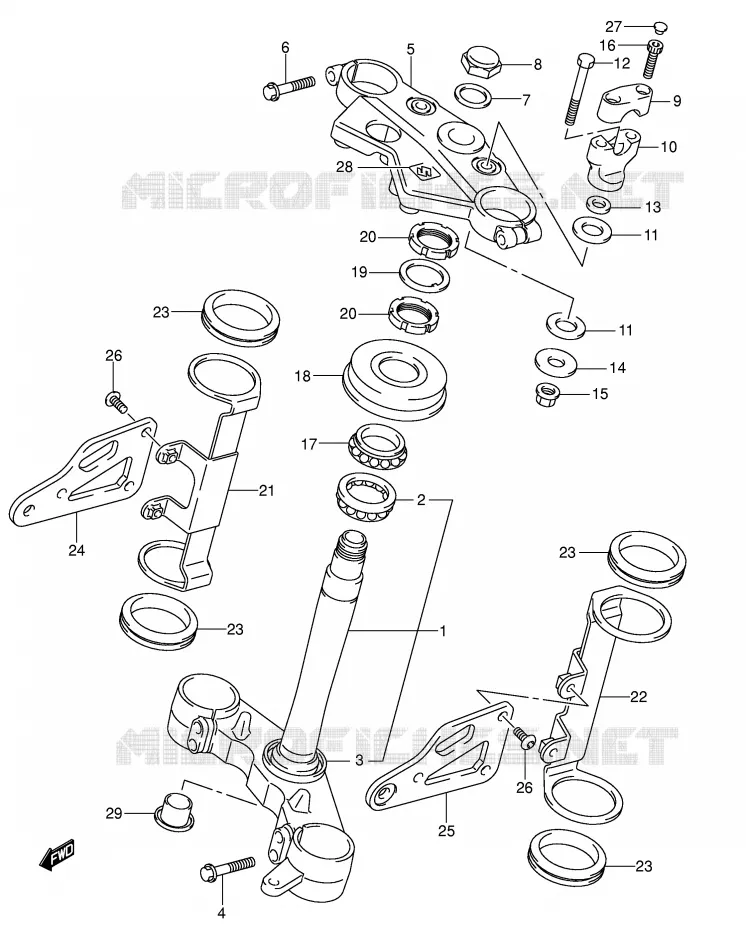 COLONNE DE DIRECTION (SV1000/U1/U2) Suzuki MOTO 1000 SV 2005  SV1000U2K5(E2)