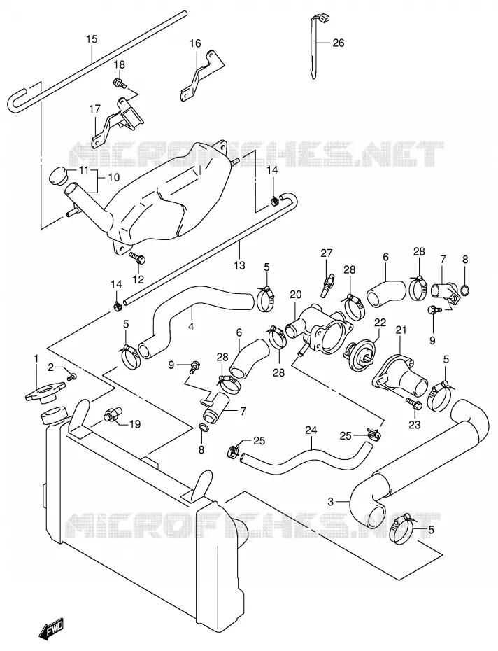DURITE DE RADIATEUR Suzuki MOTO 650 SV-S 2000  SV650SY(E2)
