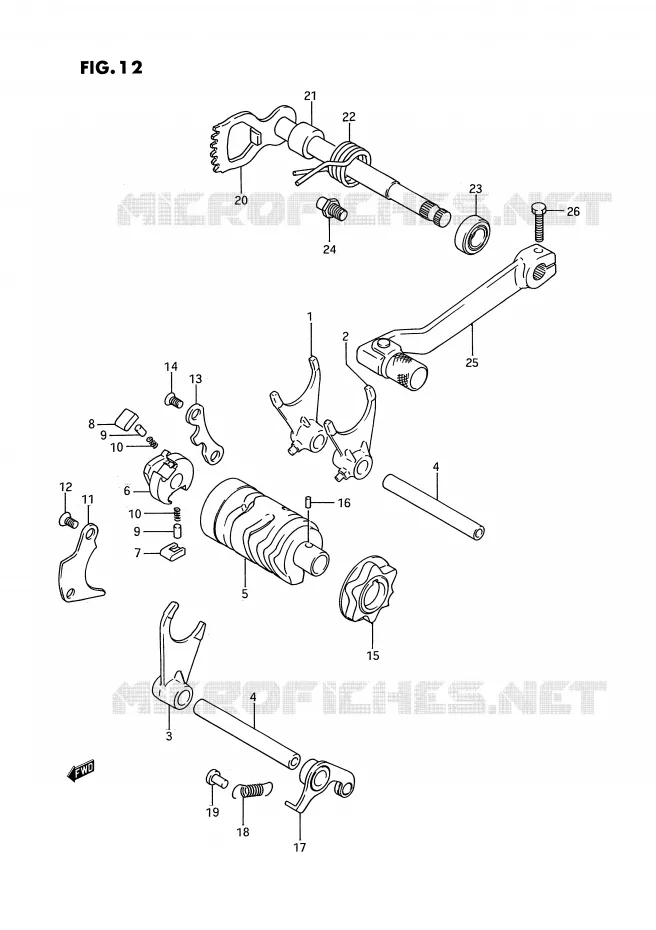 ENSEMBLE DE SELECTION DE VITESSES (MODELE G/H/J) Suzuki MOTO 80 RM 1985  RM80F(E3)