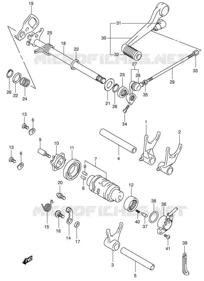 ENSEMBLE DE SELECTION DE VITESSES Suzuki MOTO 650 SV-S 2002  SV650SUK2(E2)