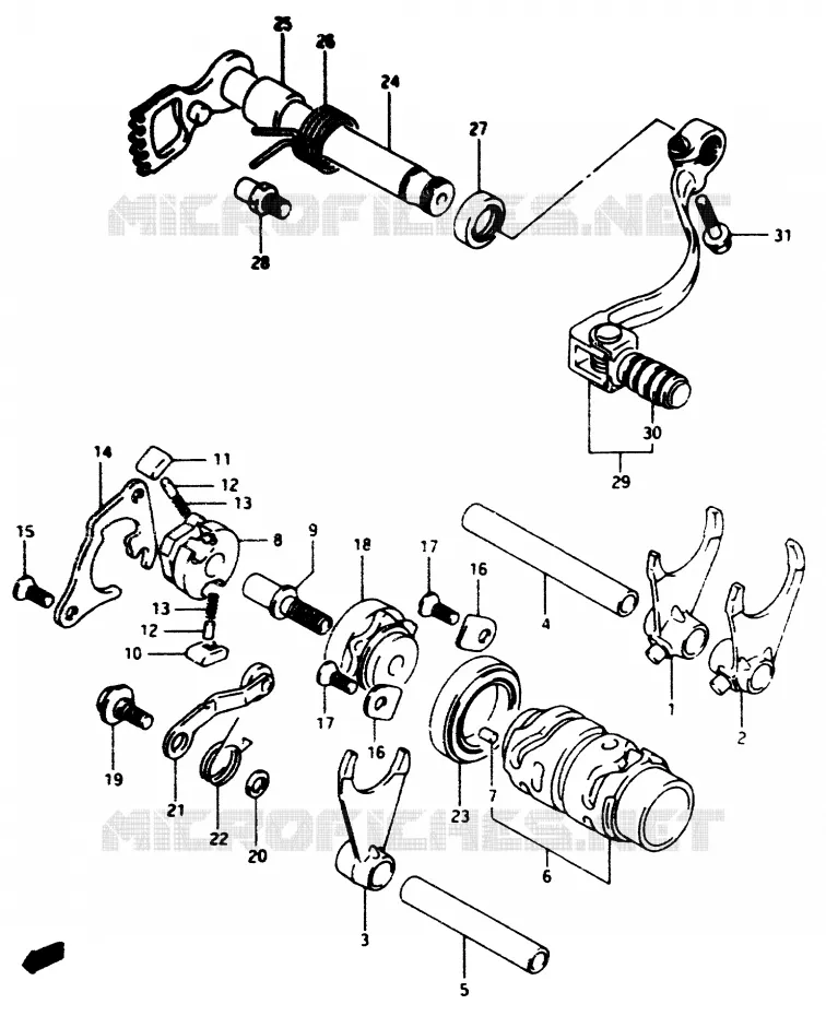 ENSEMBLE DE SELECTION DE VITESSES Suzuki MOTO 80 RM 1996  RM80T(T/V)
