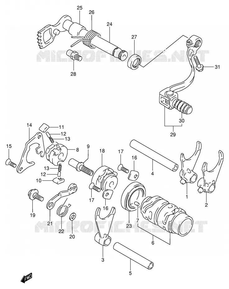 ENSEMBLE DE SELECTION DE VITESSES Suzuki MOTO 80 RM 2000  RM80XY(P2)