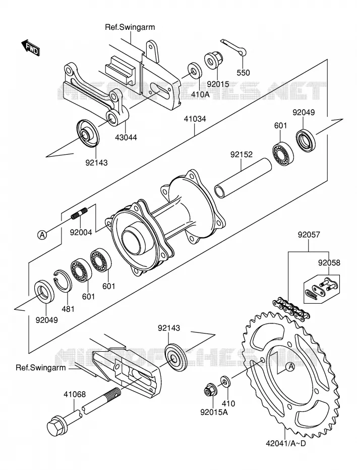 ENSEMBLE ROUE ARRIERE Suzuki MOTO 100 RM 2003  RM100K3(E21)