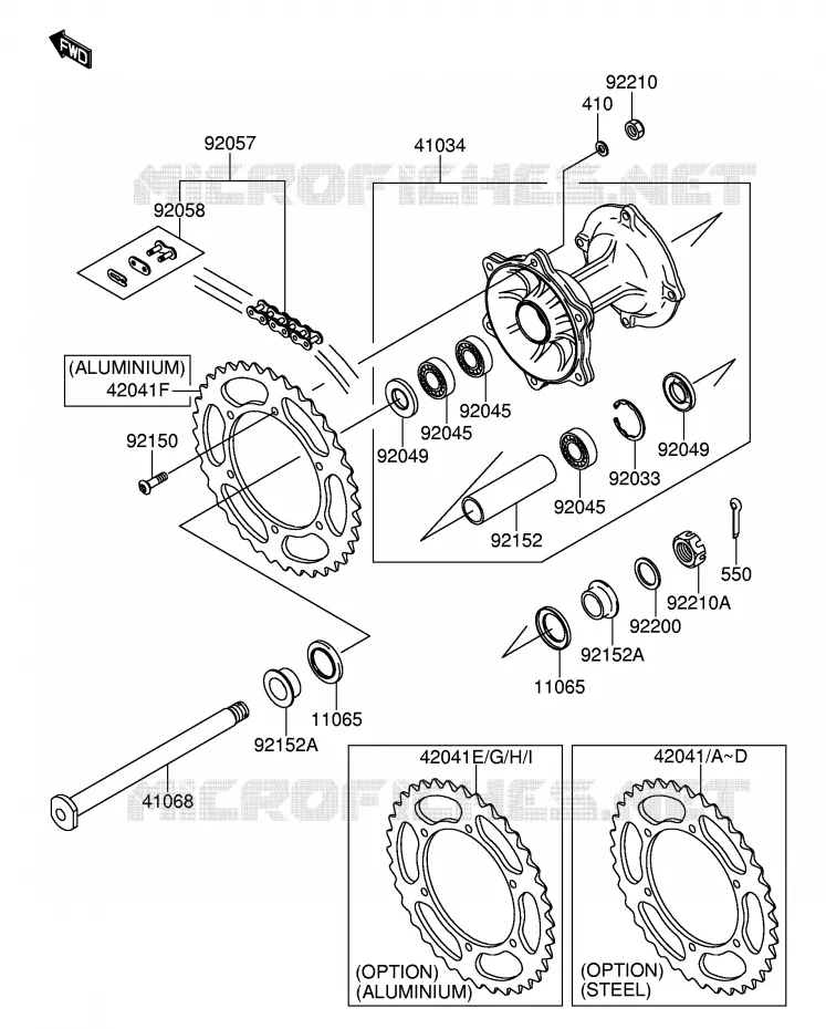 ENSEMBLE ROUE ARRIERE Suzuki MOTO 250 RM-Z 2005  RM-Z250K5(E19)