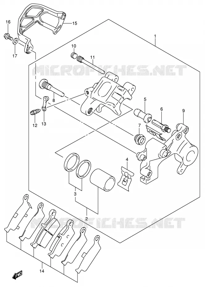 ETRIER DE FREIN ARRIERE (MODELE K1/K2/K3) Suzuki MOTO 250 RM 2004  RM250K4(E3/E28)