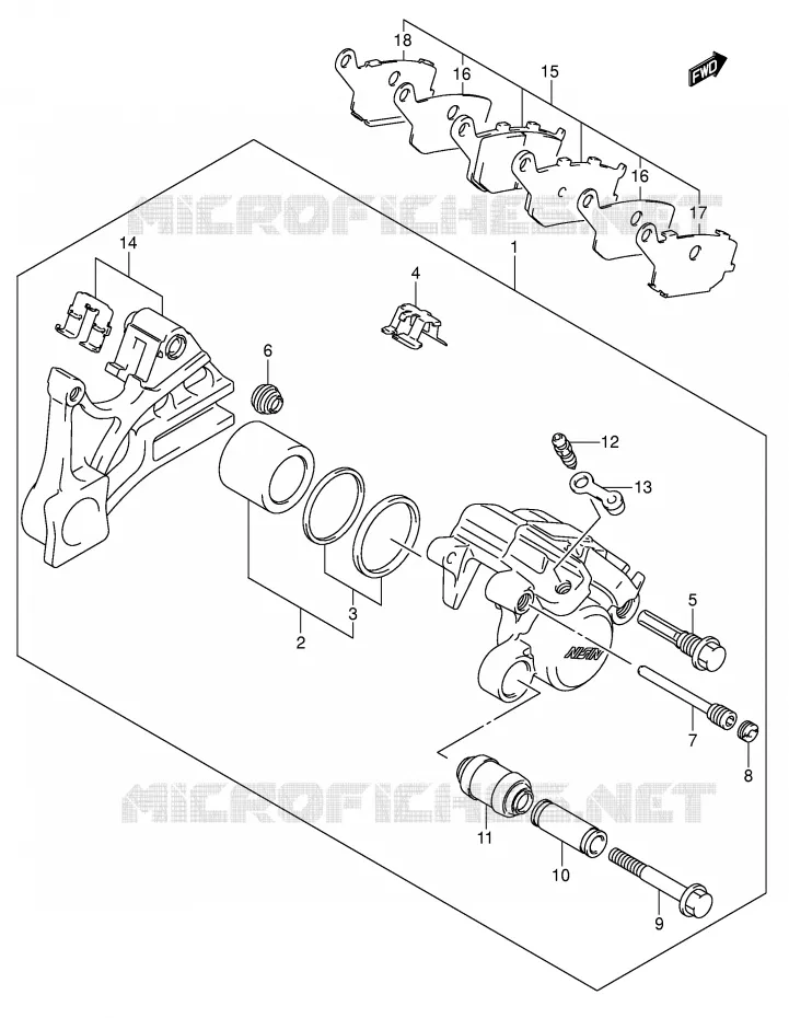 ETRIER DE FREIN ARRIERE Suzuki MOTO 1000 SV 2005  SV1000S2K5(E2)