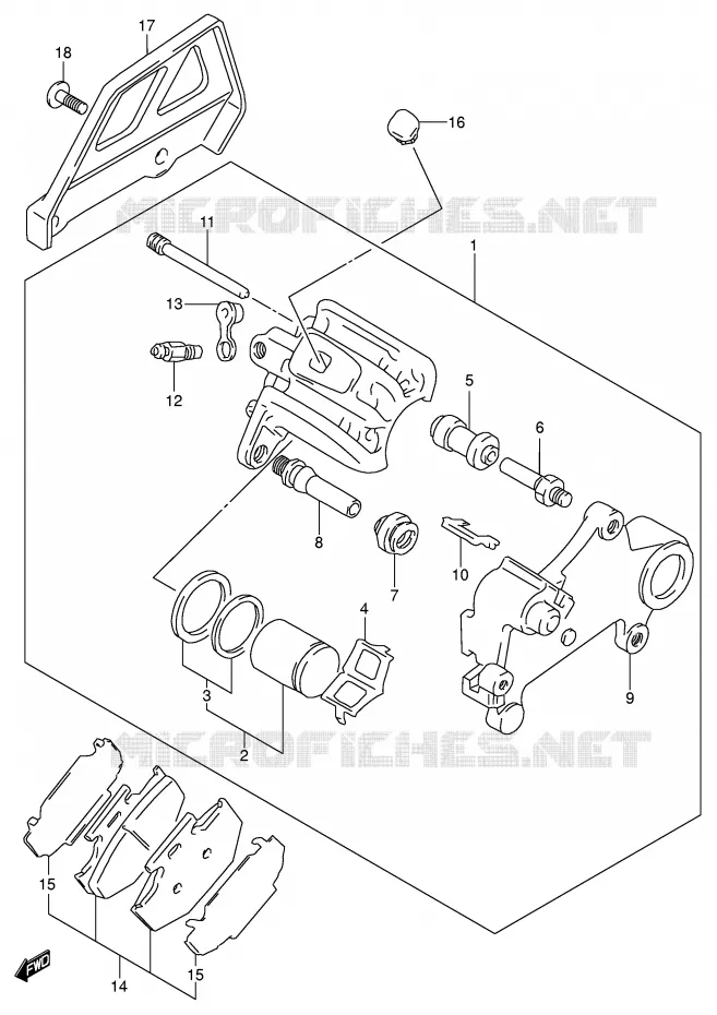 ETRIER DE FREIN ARRIERE Suzuki MOTO 250 DR-Z 2005  DR-Z250K5(E24)