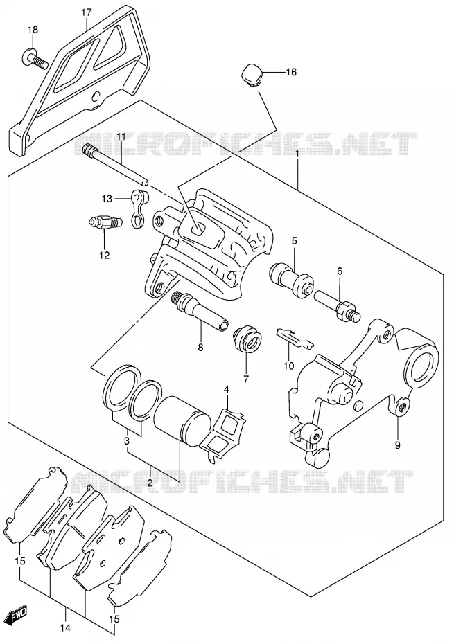 ETRIER DE FREIN ARRIERE Suzuki MOTO 250 DR-Z 2005  DR-Z250K5(E3/E28)