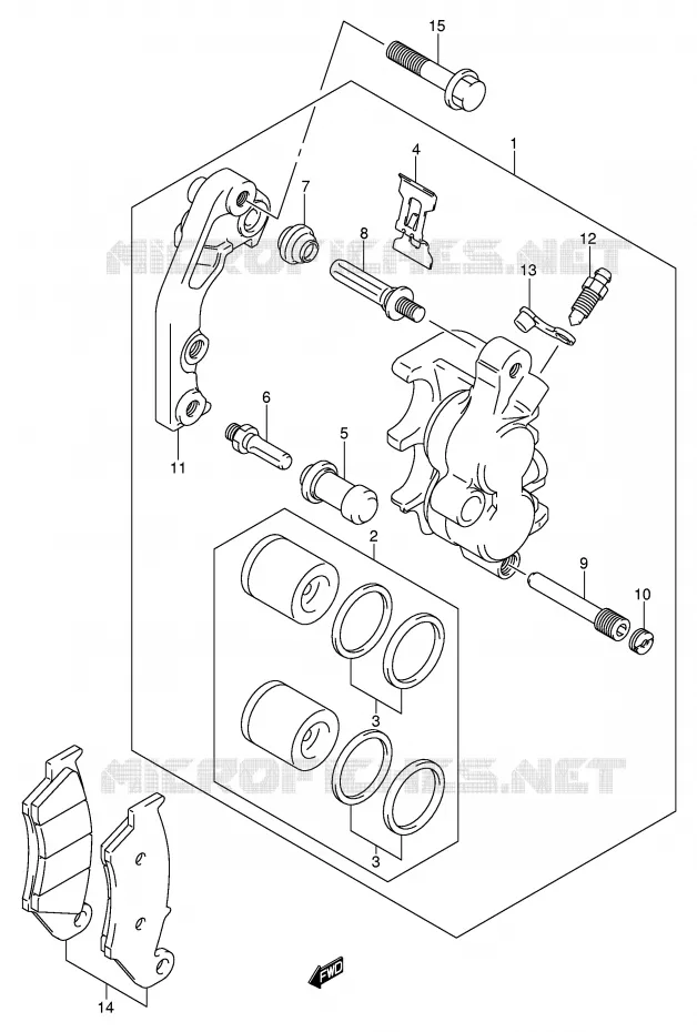 ETRIER DE FREIN AVANT (MODELE K1/K2/K3/K4) Suzuki MOTO 125 RM 2005  RM125K5(E3/E28)