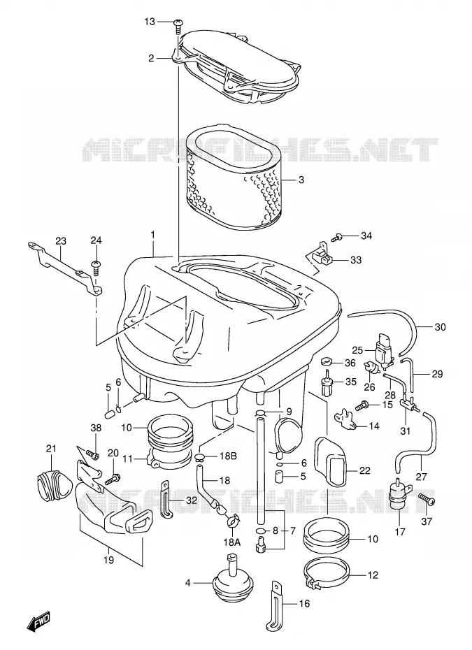 FILTRE A AIR (MODELE V) Suzuki MOTO 1000 TL-S 2001  TL1000SK1(E2)
