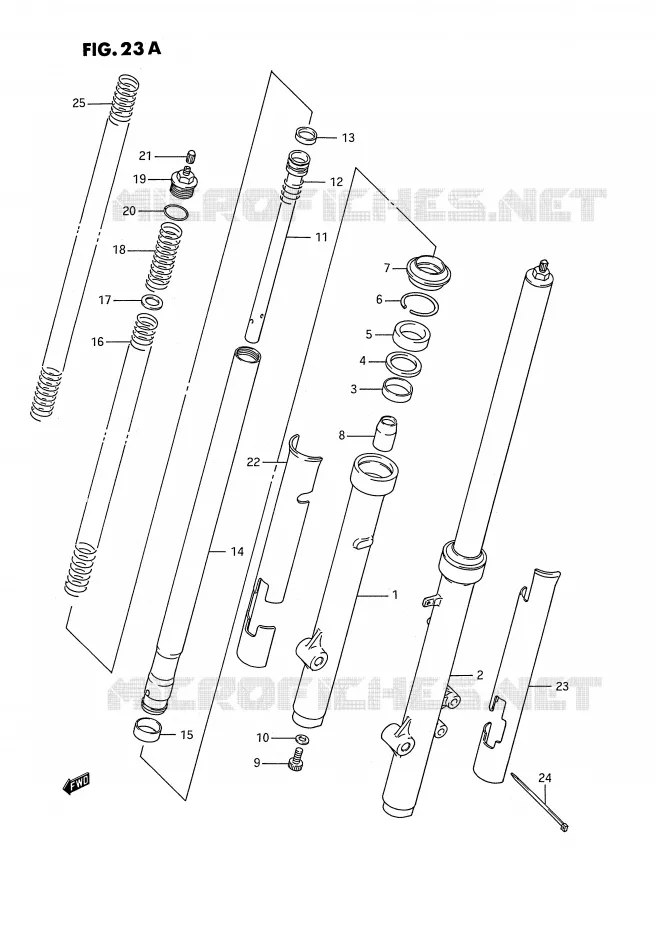 FOURCHE AVANT (MODELE K) Suzuki MOTO 80 RM 1985  RM80F(E3)