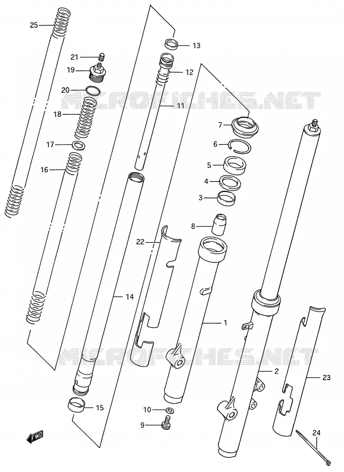 FOURCHE AVANT (MODELE K) Suzuki MOTO 80 RM 1988  RM80J(E28)