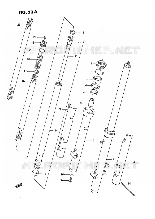 FOURCHE AVANT (MODELE K) Suzuki MOTO 80 RM 1990  RM80XL(E2)
