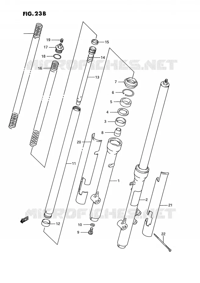 FOURCHE AVANT (MODELE L/M/N/P/R) Suzuki MOTO 80 RM 1992  RM80N(E3)